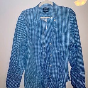 Blue and white striped J Crew button down
